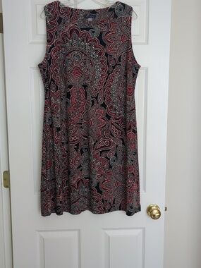 Tommy Hilfiger Red, White & Blue Paisley Sleeveless Dress Size 16 EUC